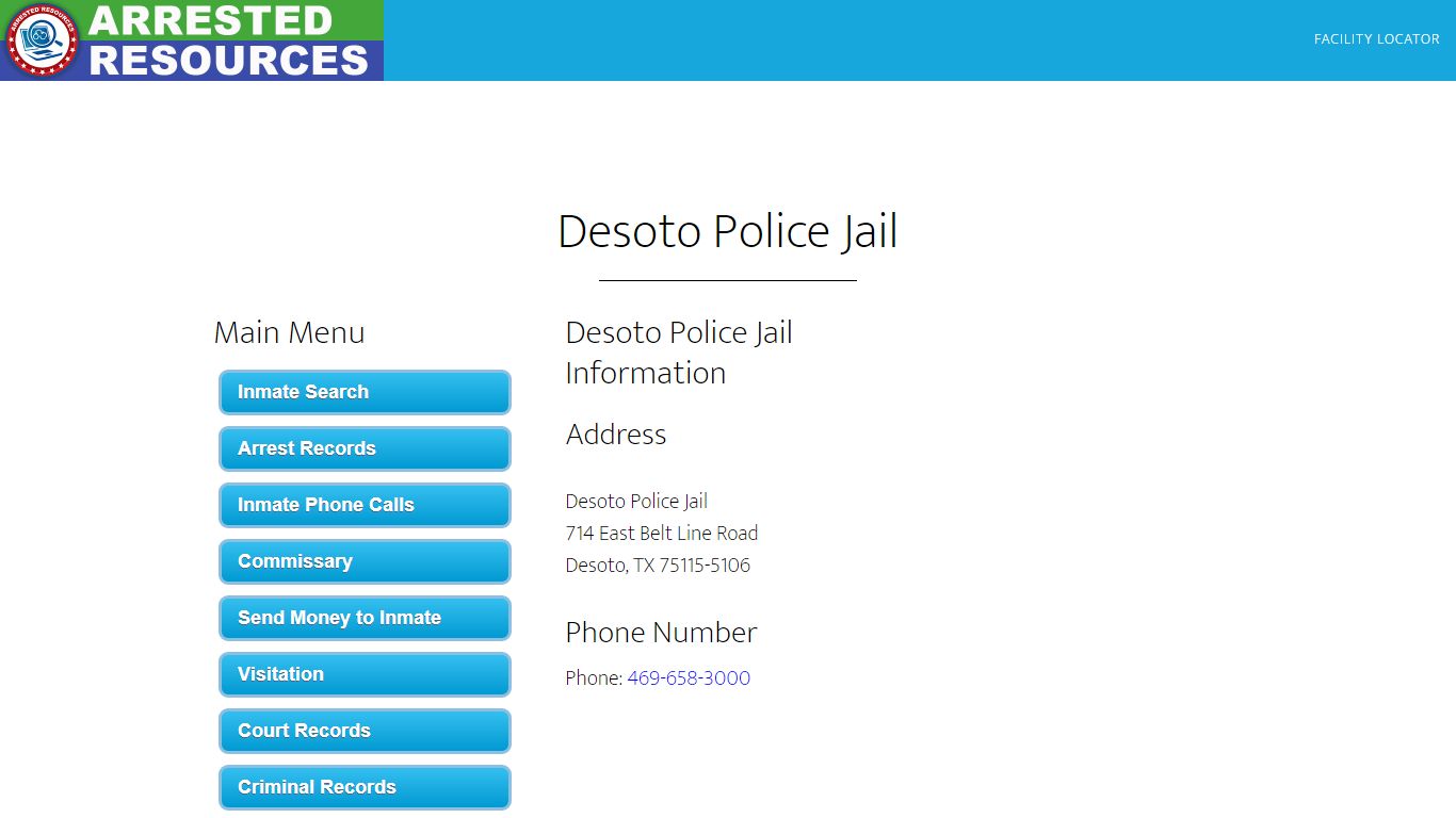 Desoto Police Jail - Inmate Search - Desoto, TX - Arrested Resources
